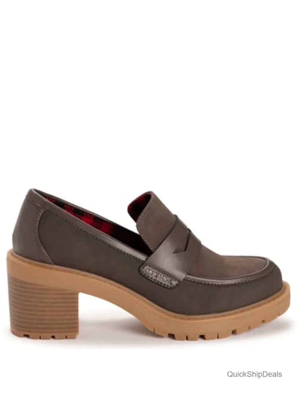 Faux Stack Heel Leona Loafer Women's Pull-On Block Heel Round Toe